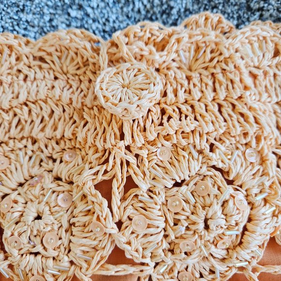 Big Budda Paper Straw Crochet /Beaded Hobo Bag - Picture 2 of 7